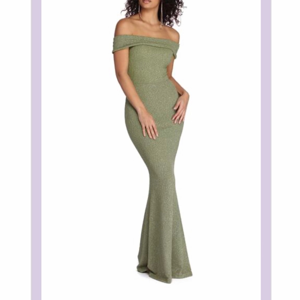 Green sparkle strapless dress